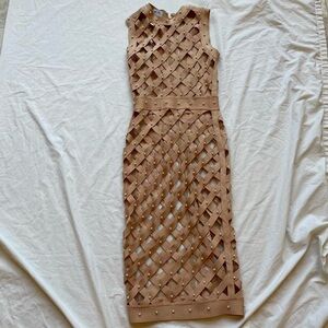 House of CB Sexy cut out dress Nude Pearl beaded dress Bandage dress maxi dress